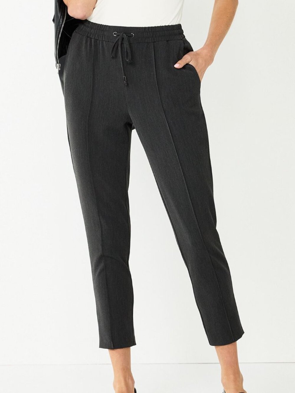 NINE WEST Relaxed Pintuck Joggers Charcoal Dark Gray Grey Pull On Drawstring XL
